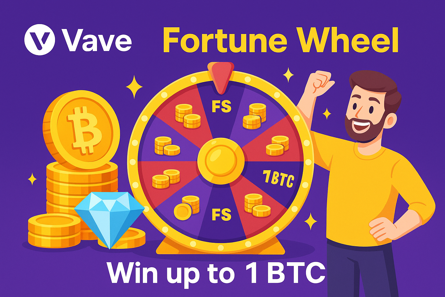Vave Casino lancia la “Fortune Wheel”: in palio premi fino a 1 BTC🎰