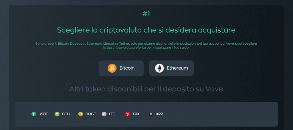 Su Vave Casino è possibile comprare crypto direttamente per poi usarle