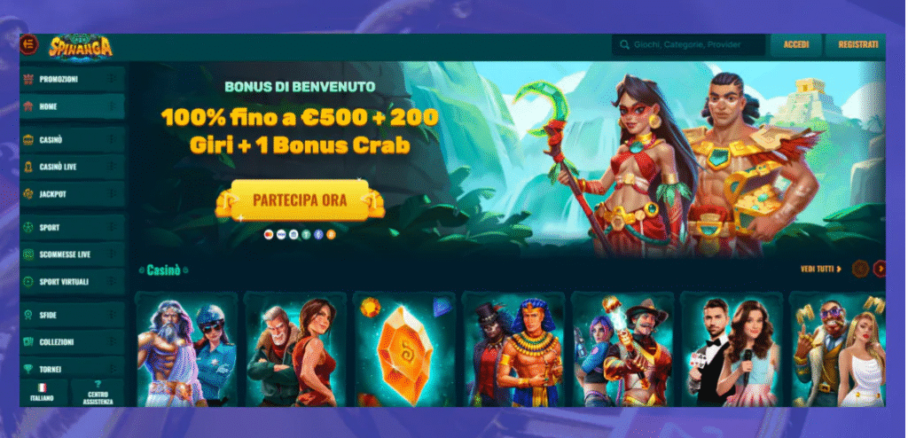 Homepage ufficiale di Spinanga Casino. Immagine Cryptocasinoonline.net. La riproduzione anche parziale è vietata.