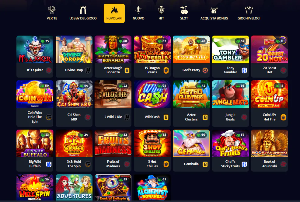 I giochi più popolari sul casino Hell Spins - immagine di proprietà di Cryptocasinoonline.net - tutti i diritti riservati.